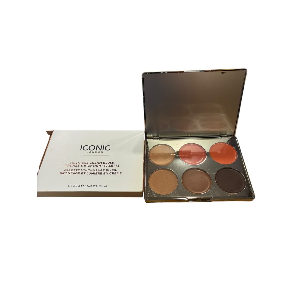 Iconic London Multi-Use Cream Blush Bronze Highlight Palette 6 Shades NIB